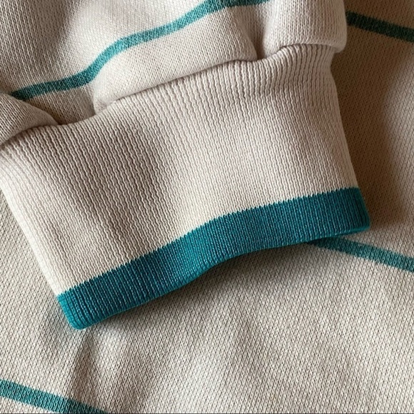 Vintage Marine Club Striped Crew Neck Sweatshirt Faded White Teal Size Large - Picture 13 of 16